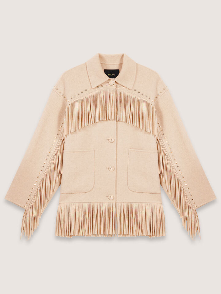Cappotto double face con frange