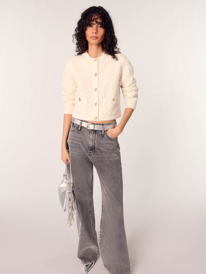 Cardigan corto effetto tweed