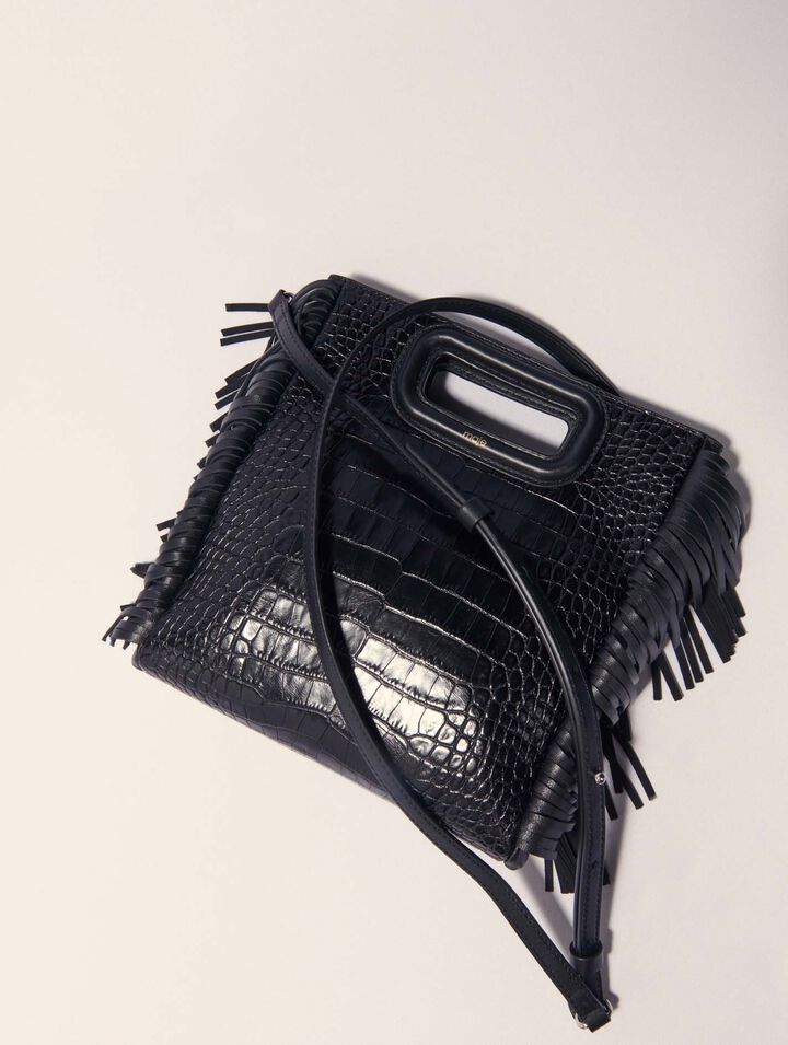 Borsa M in pelle effetto coccodrillo