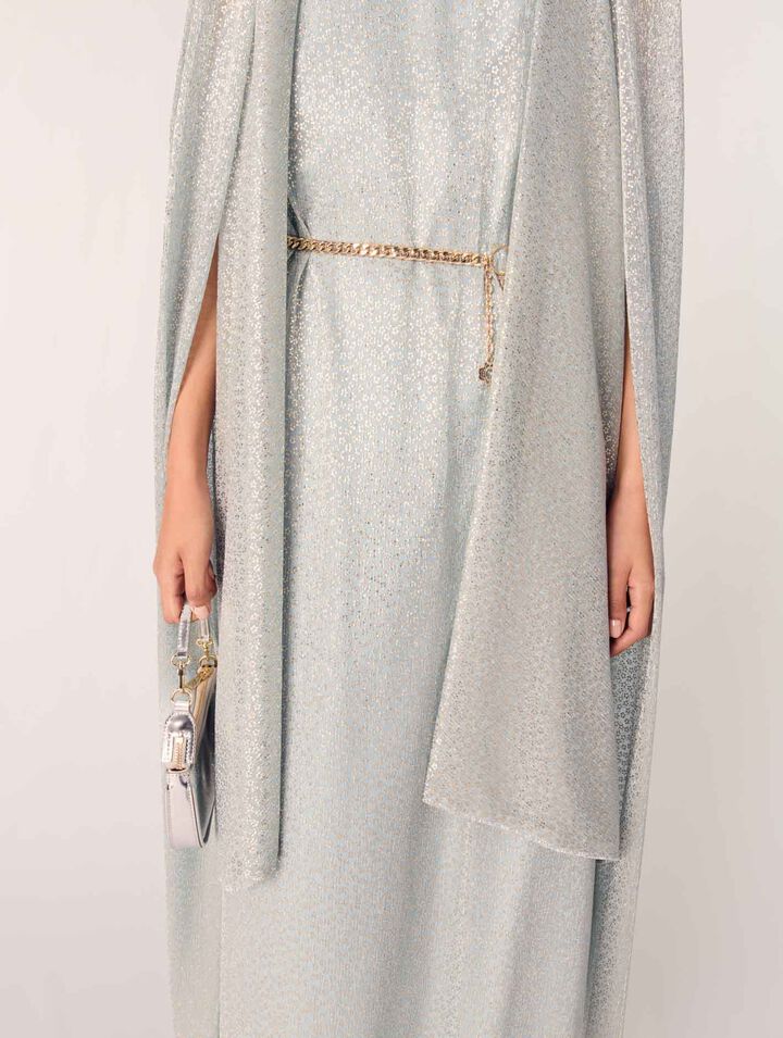 Abito lungo con mantello in lurex