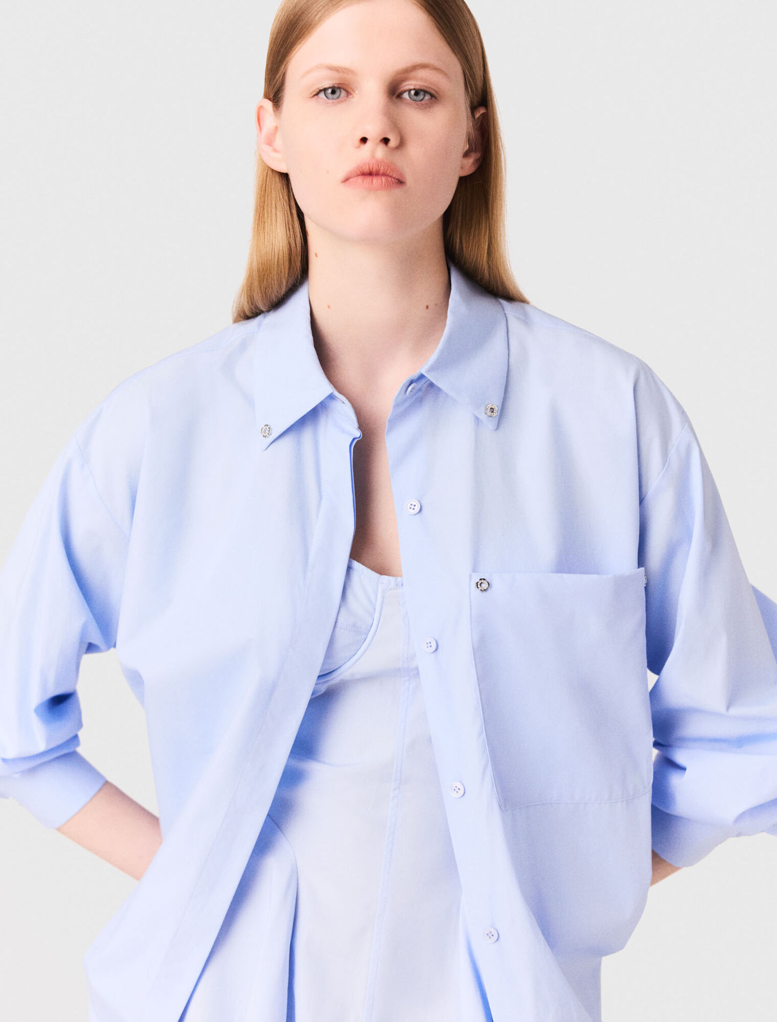 Camicia lunga in popeline