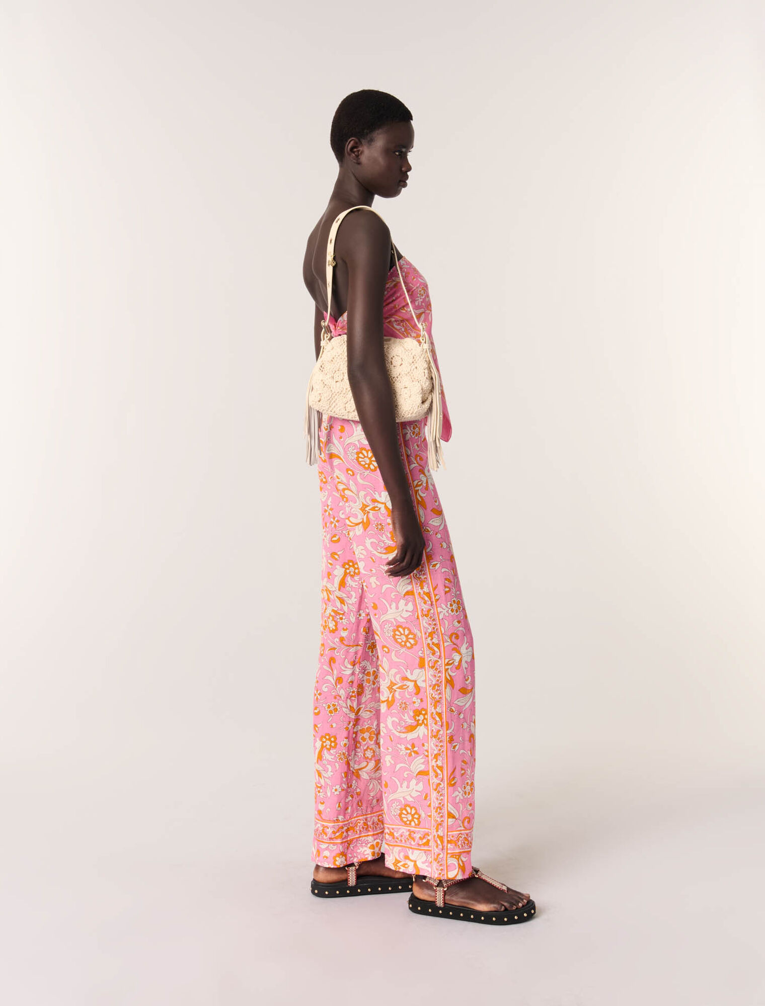 Pantaloni in lino con stampa